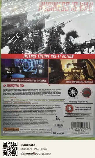 Syndicate Xbox 360, PAL box back