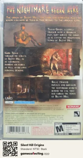 Silent Hill Origins PlayStation Portable, NTSC box back