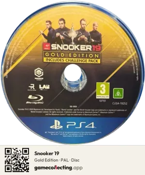 Snooker 19 PlayStation 4, PAL disc
