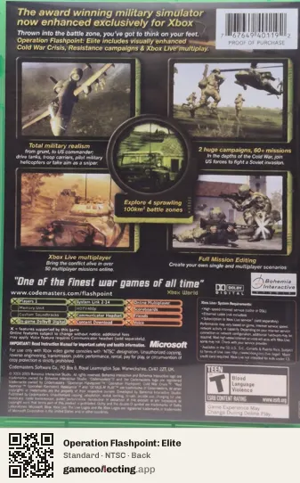 Operation Flashpoint: Elite Xbox, NTSC box back