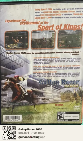 Gallop Racer 2006 PlayStation 2, NTSC box back