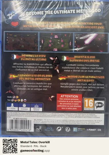 Metal Tales: Overkill PlayStation 4, PAL box back