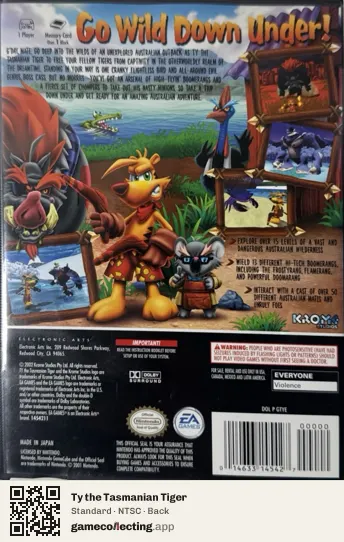 Ty the Tasmanian Tiger Nintendo GameCube, NTSC box back