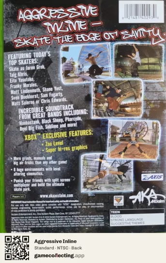 Aggressive Inline Xbox, NTSC box back