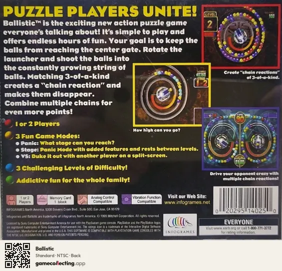 Ballistic PlayStation, NTSC box back