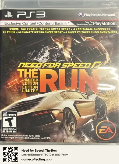 Need for Speed: The Run PlayStation 3, Canada box front