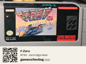 F-Zero Super Nintendo Entertainment System, NTSC cartridge label