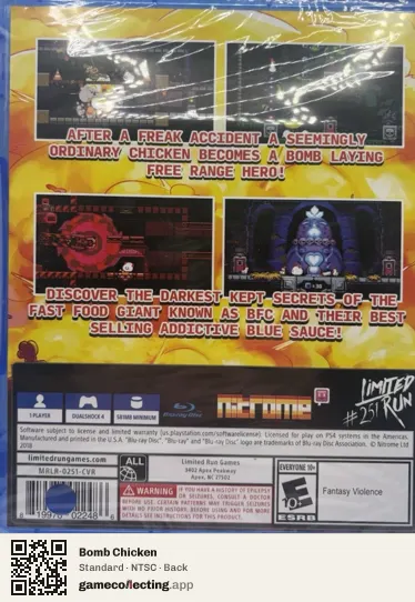 Bomb Chicken PlayStation 4, NTSC box back