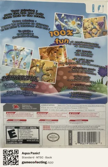 Aqua Panic! Nintendo Wii, NTSC box back
