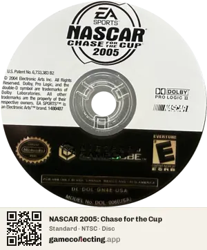 NASCAR 2005: Chase for the Cup Nintendo GameCube, NTSC disc