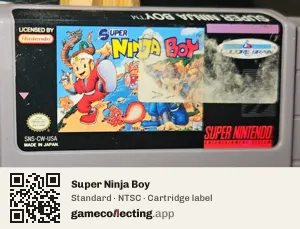 Super Ninja Boy Super Nintendo Entertainment System, NTSC cartridge label