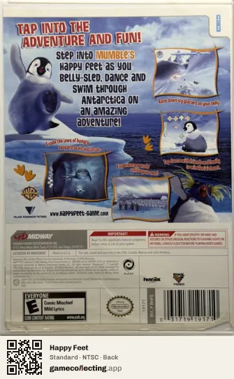 Happy Feet Nintendo Wii, NTSC box back