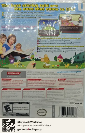 Storybook Workshop Nintendo Wii, NTSC box back