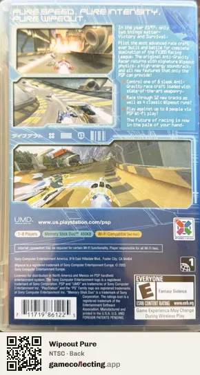 Wipeout Pure PlayStation Portable, NTSC box back