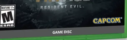Resident Evil Village, the ESRB box on its front