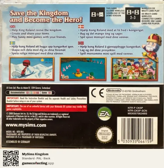 MySims Kingdom Nintendo DS, PAL box back
