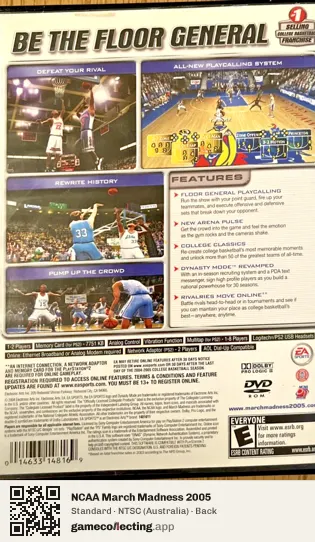 NCAA March Madness 2005 PlayStation 2, Australia box back
