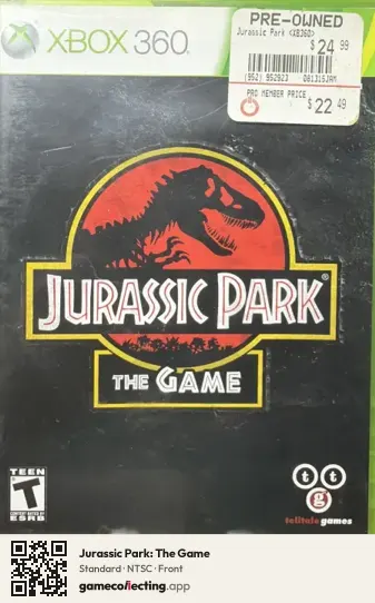 Jurassic Park: The Game Xbox 360, NTSC box front