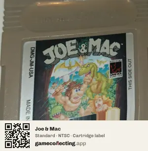 Joe & Mac Game Boy, NTSC cartridge label