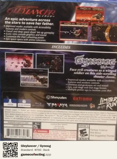 Gleylancer / Gynoug PlayStation 4, NTSC box back