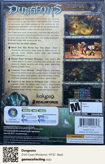 Dungeons Computer, NTSC box back
