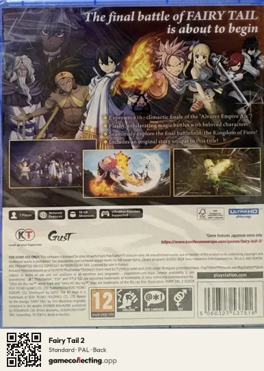 Fairy Tail 2 PlayStation 5, PAL box back