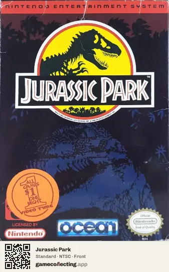 Jurassic Park Nintendo Entertainment System, NTSC box front