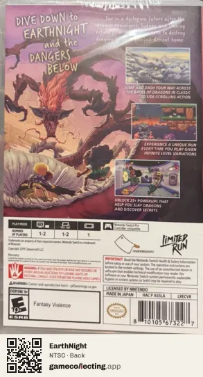 EarthNight Nintendo Switch, NTSC box back
