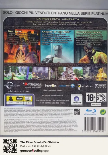 The Elder Scrolls IV: Oblivion PlayStation 3, Italy box back