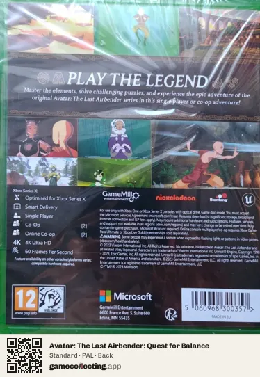 Avatar: The Last Airbender: Quest for Balance Xbox Series X, PAL box back