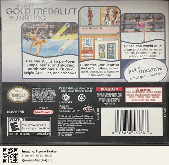 Imagine: Figure Skater Nintendo DS, NTSC box back