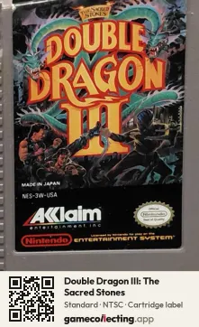 Double Dragon III: The Sacred Stones Nintendo Entertainment System, NTSC cartridge label