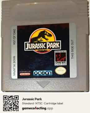 Jurassic Park Game Boy, NTSC cartridge label