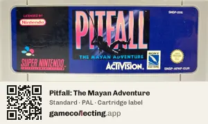 Pitfall: The Mayan Adventure Super Nintendo Entertainment System, PAL cartridge label