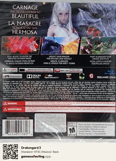 Drakengard 3 PlayStation 3, Mexico box back