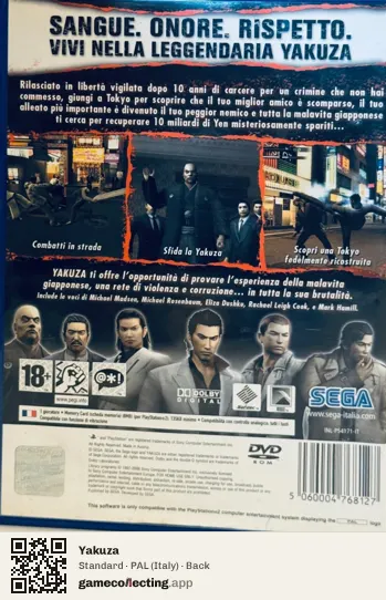 Yakuza PlayStation 2, Italy box back