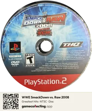 WWE SmackDown vs. Raw 2008 PlayStation 2, NTSC disc