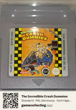 The Incredible Crash Dummies Game Boy, PAL cartridge label
