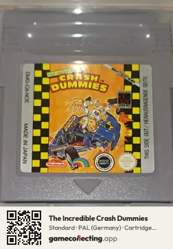 The Incredible Crash Dummies Game Boy, PAL cartridge label