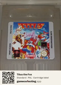 Titus the Fox Game Boy, PAL cartridge label