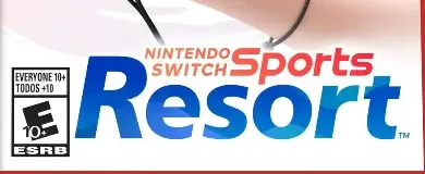 Nintendo Switch Sports Resort, the ESRB box on its front