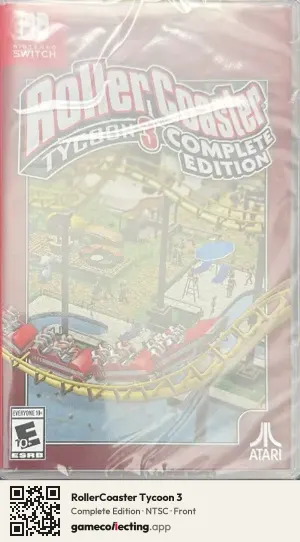 RollerCoaster Tycoon 3 Nintendo Switch, NTSC box front