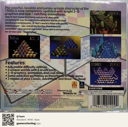 Q*bert Sega Dreamcast, NTSC box back