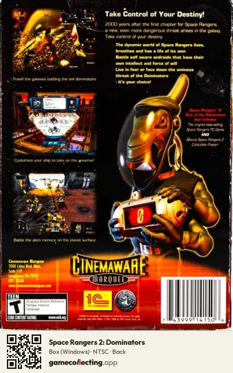 Space Rangers 2: Dominators Computer, NTSC box back