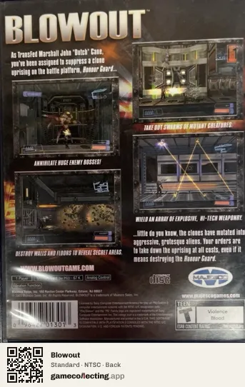 Blowout PlayStation 2, NTSC box back