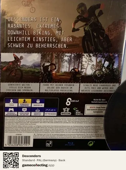 Descenders PlayStation 4, Germany box back