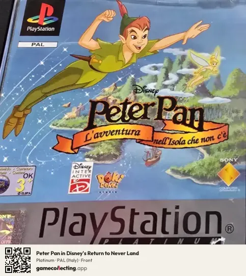 Peter Pan in Disney's Return to Never Land PlayStation, Italy box front