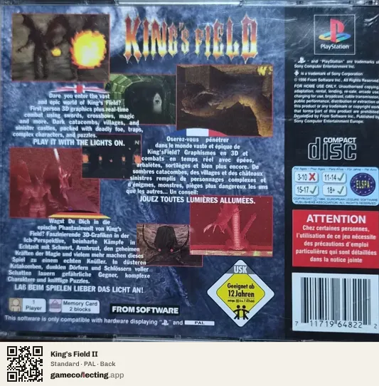 King's Field II PlayStation, PAL box back