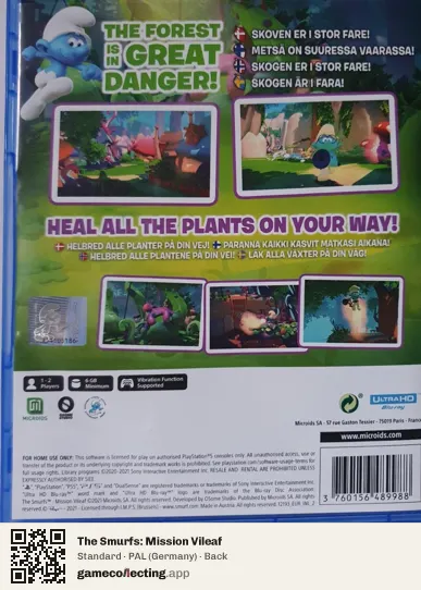 The Smurfs: Mission Vileaf PlayStation 5, Germany box back