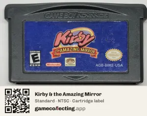 Kirby & the Amazing Mirror Game Boy Advance, NTSC cartridge label